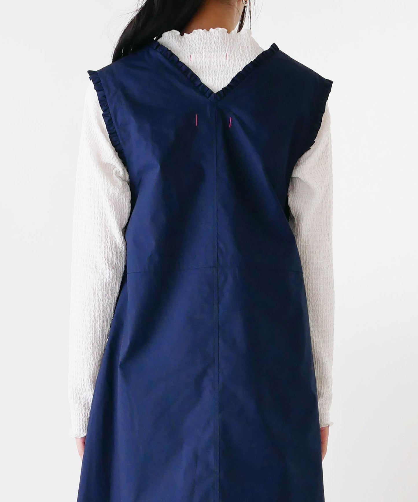 刺繍入りコットンブロードフリルワンピース・ジャンパースカート