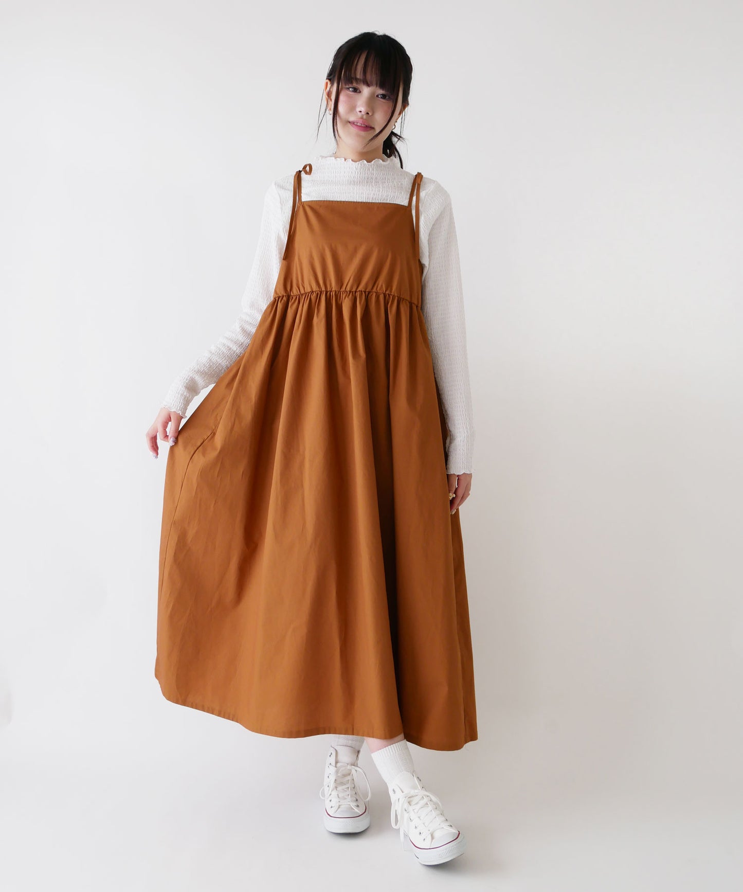 刺繍入りコットンブロードキャミワンピース
