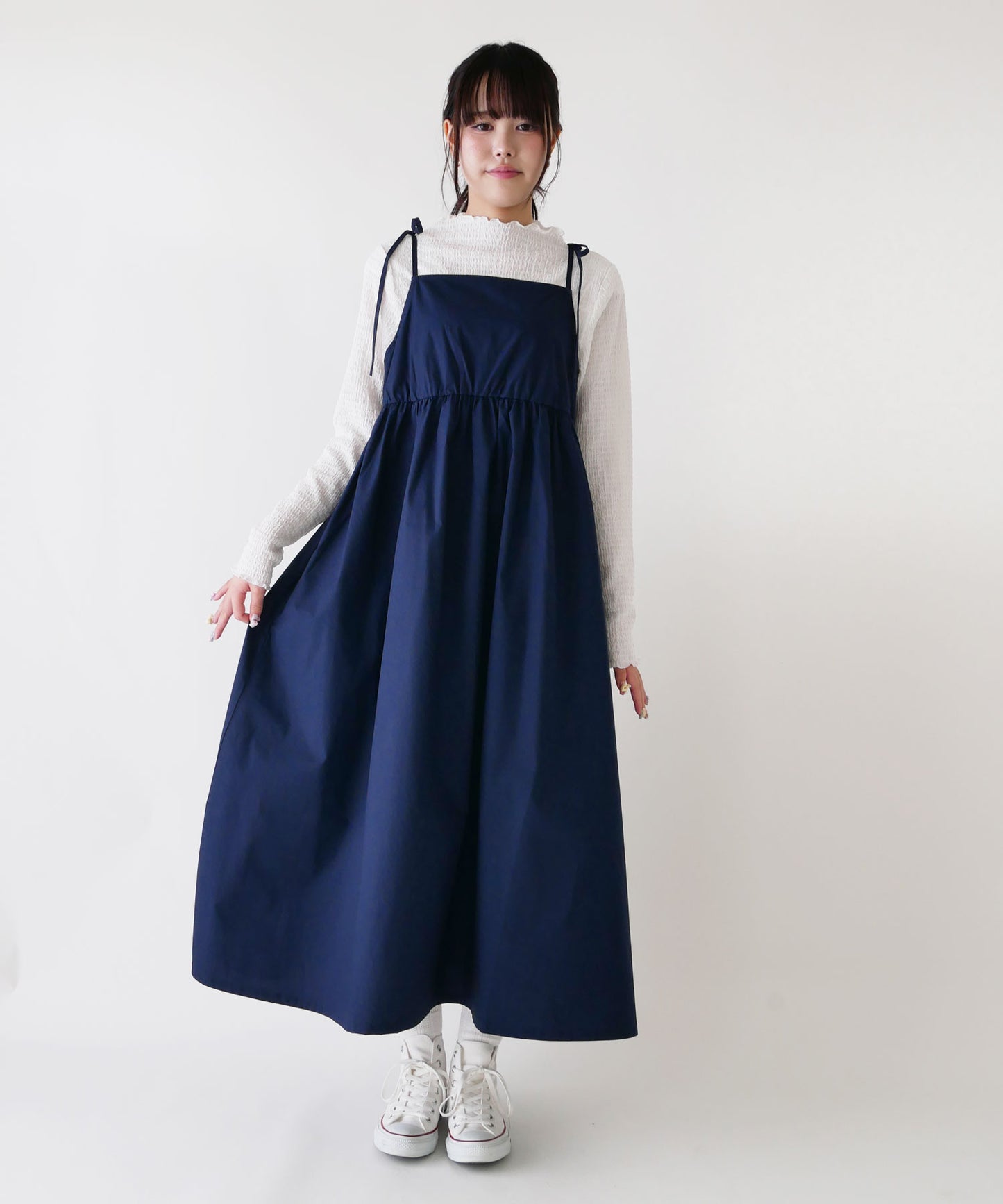 刺繍入りコットンブロードキャミワンピース