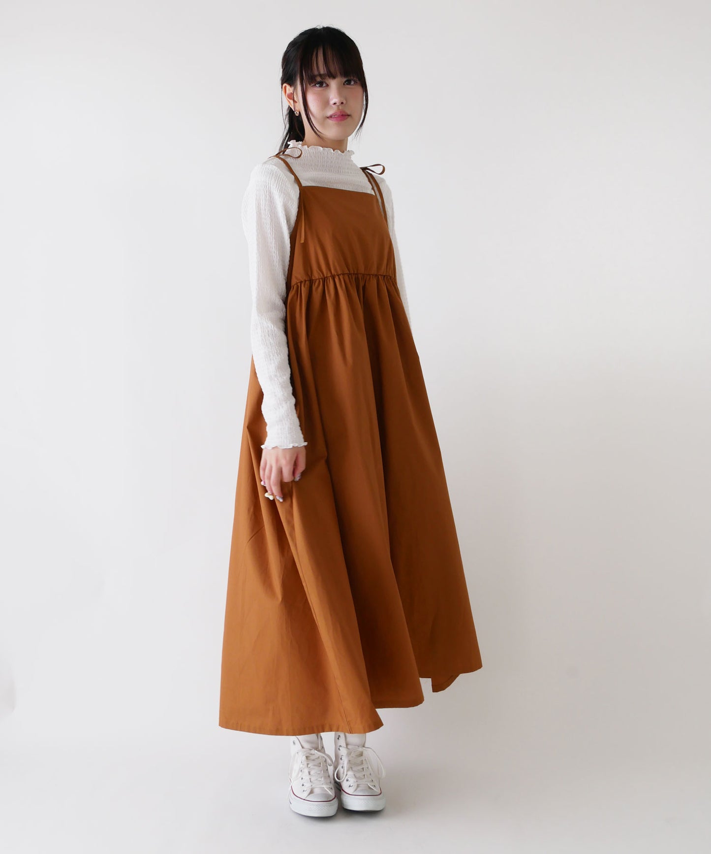 刺繍入りコットンブロードキャミワンピース