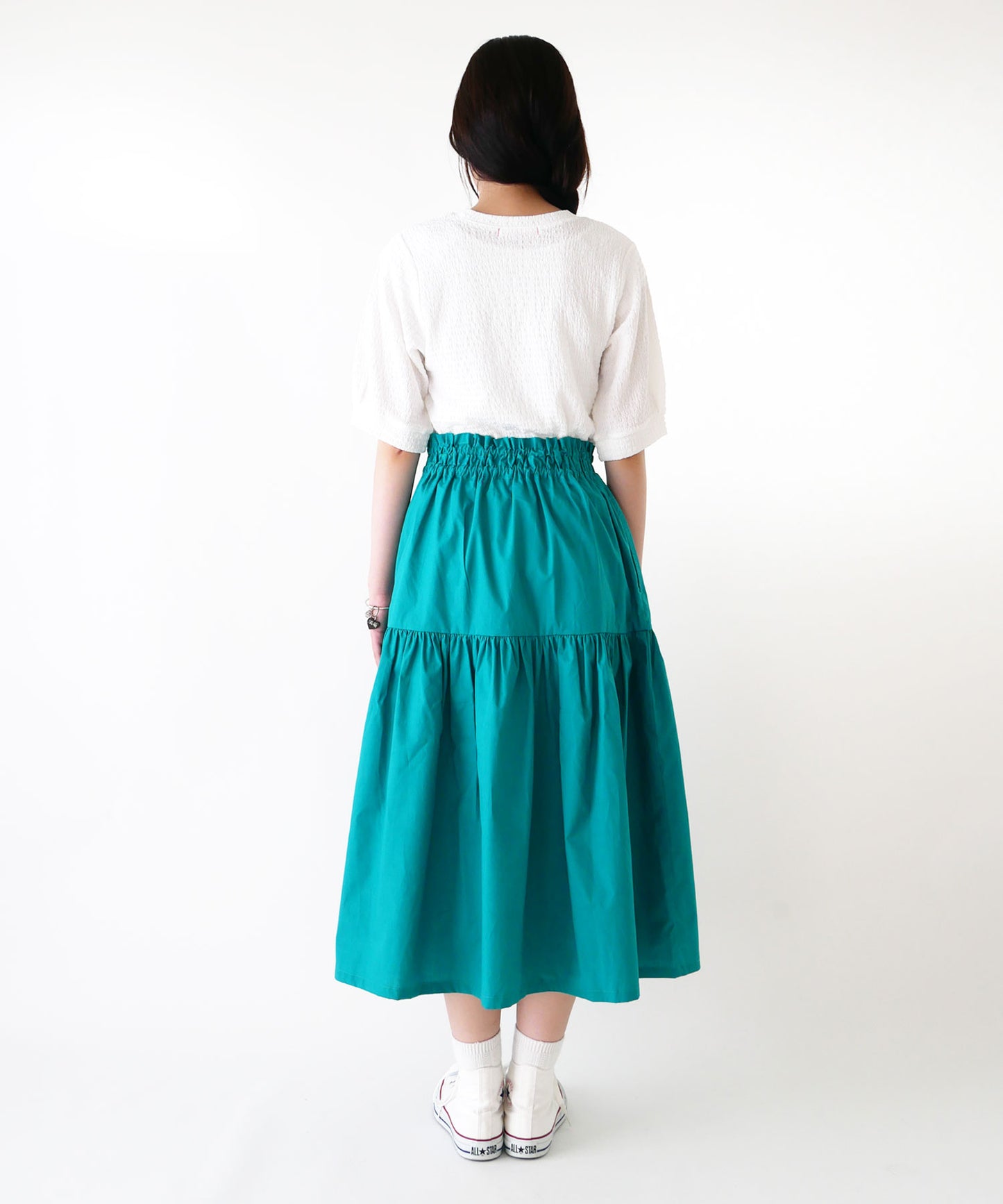 刺繍入りコットンブロードギャザースカート