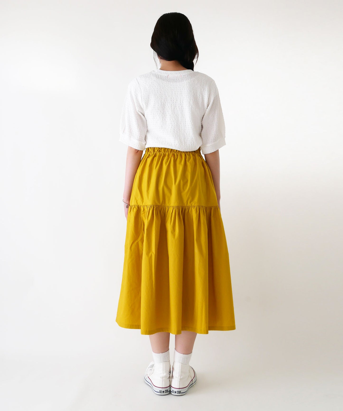 刺繍入りコットンブロードギャザースカート