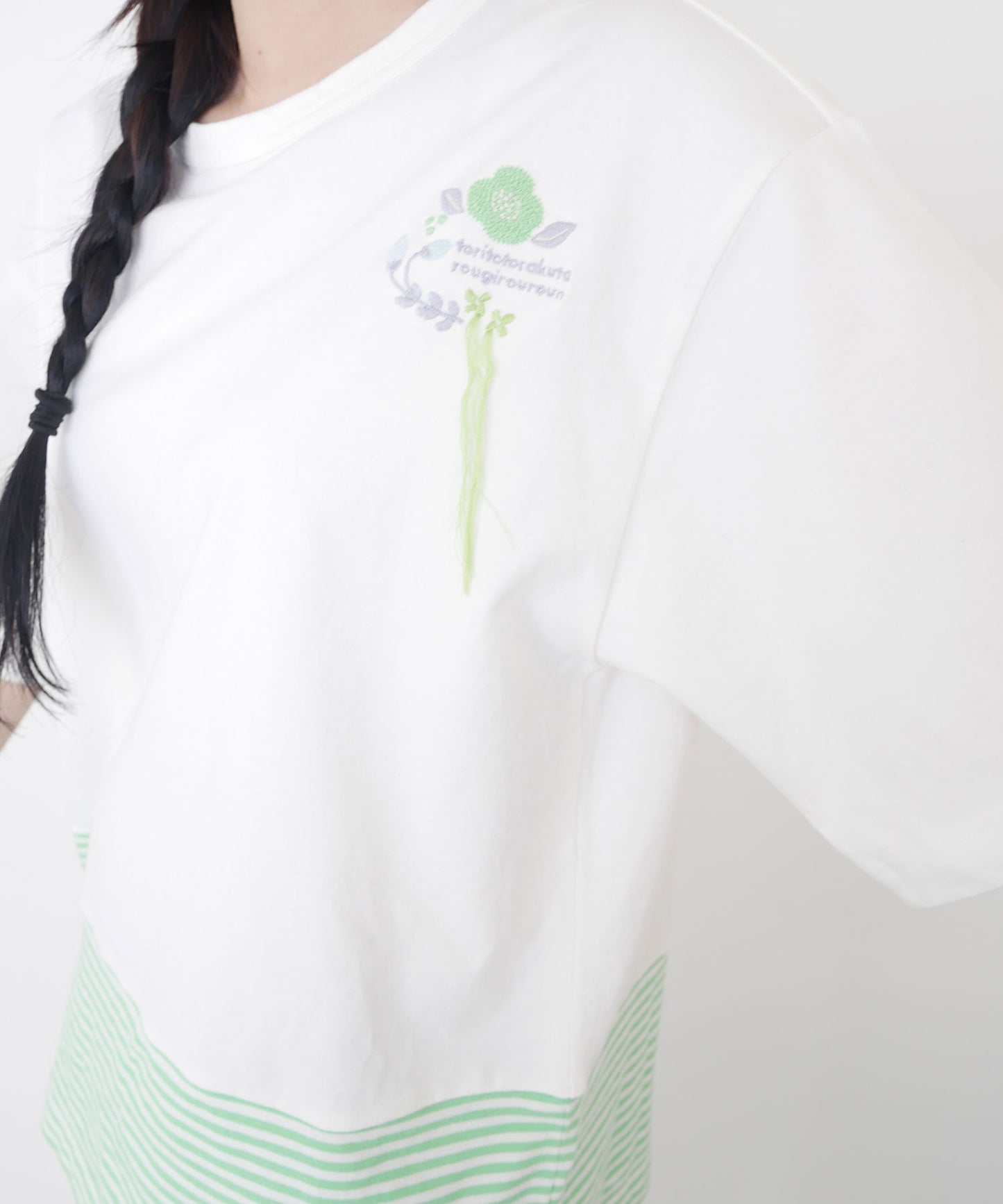 【トリトトラクタ×ルジルルン】スペシャルコラボ 幸運を呼び込む ボーダー切替半袖Tシャツ(ユニセックス)