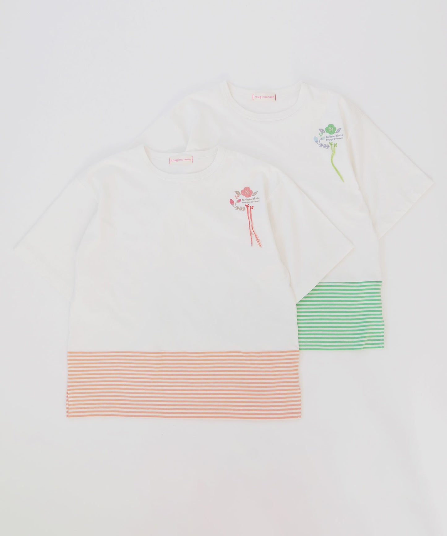【トリトトラクタ×ルジルルン】スペシャルコラボ 幸運を呼び込む ボーダー切替半袖Tシャツ(ユニセックス)