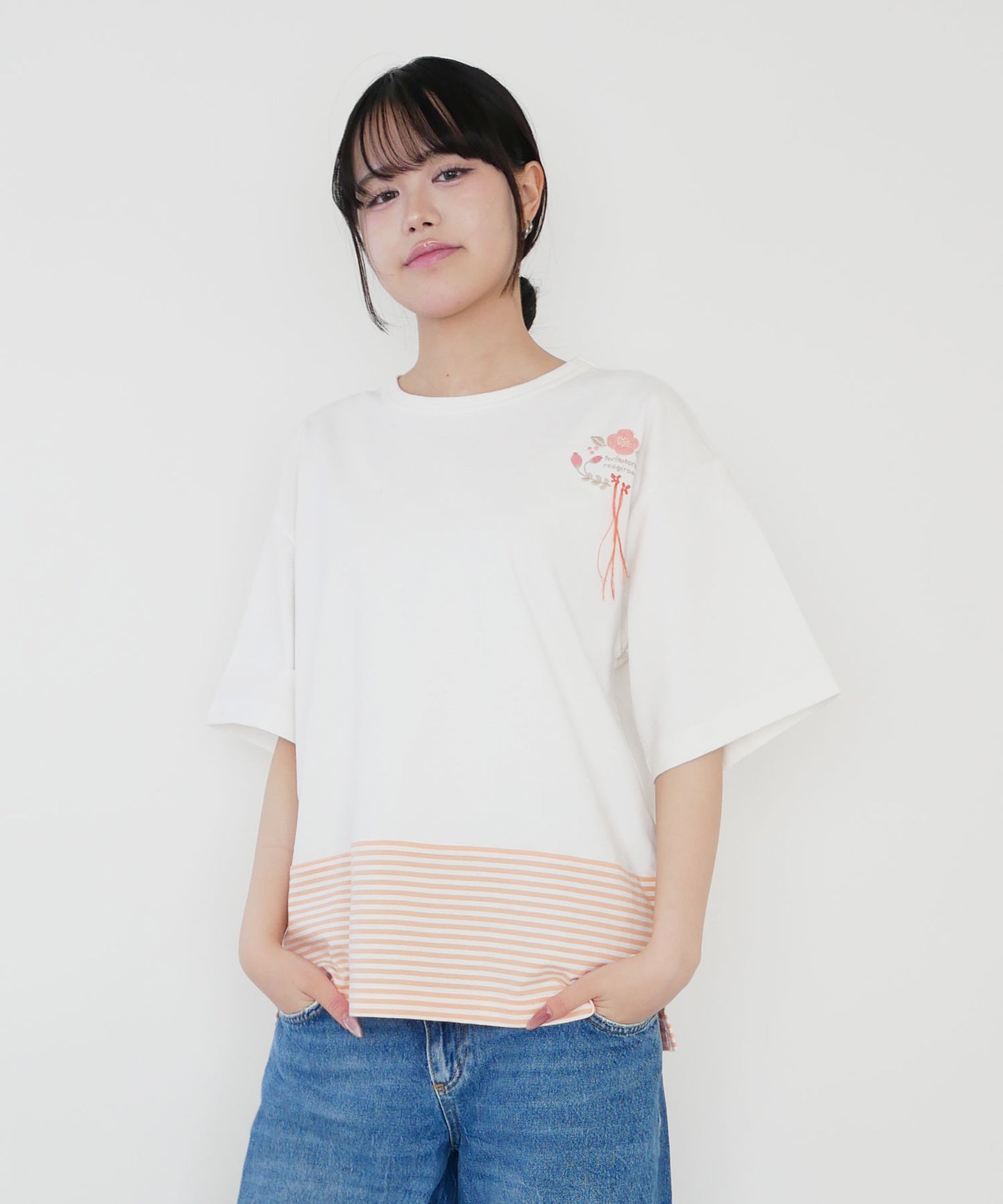 【トリトトラクタ×ルジルルン】スペシャルコラボ 幸運を呼び込む ボーダー切替半袖Tシャツ(ユニセックス)