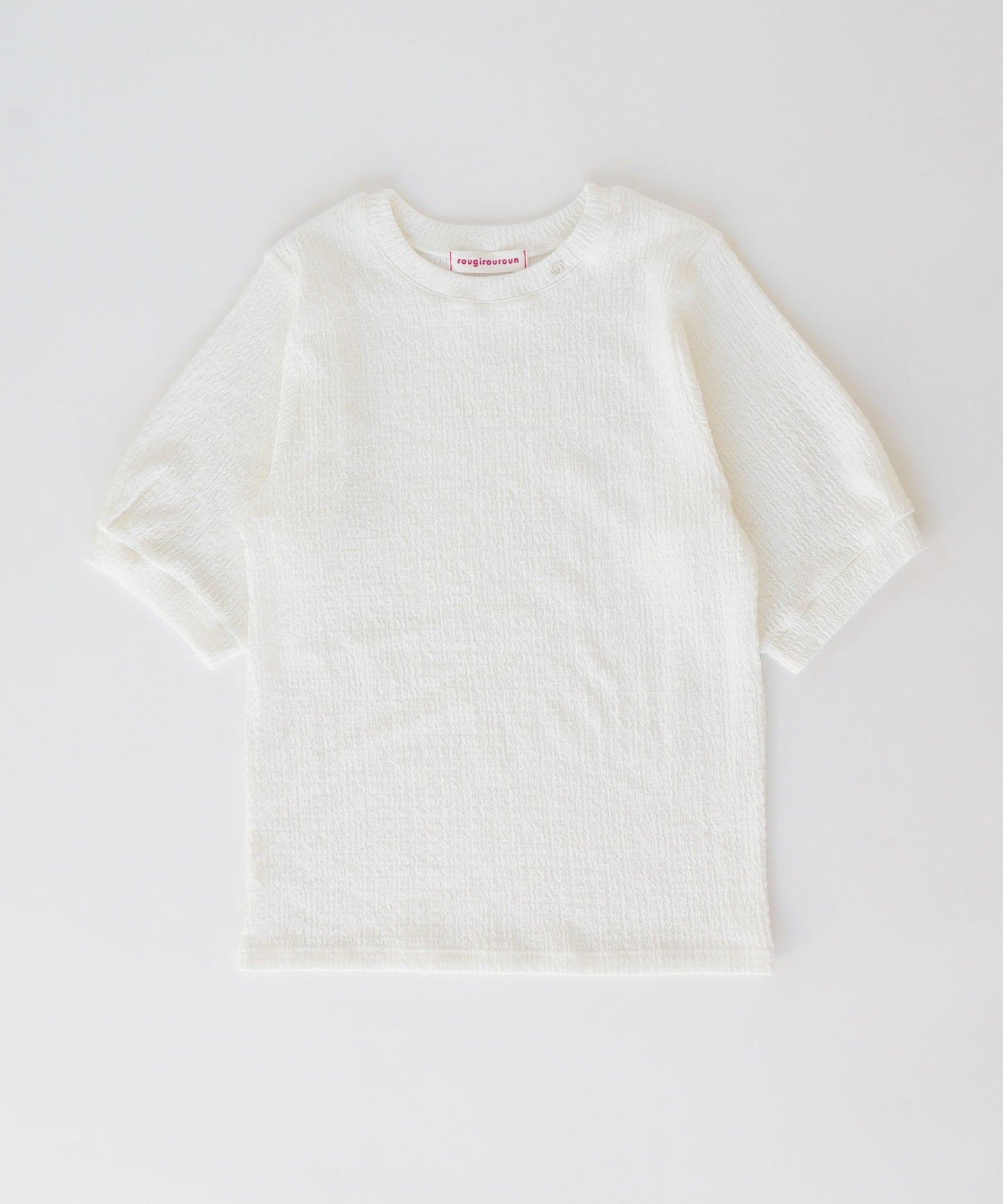 刺繍入りシャーリング天竺半袖Tシャツ